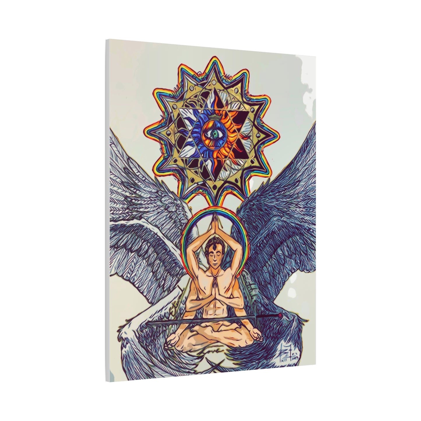 Canvas Wall Art - Meditating Angel Ark Gates Of Aquarius XIII