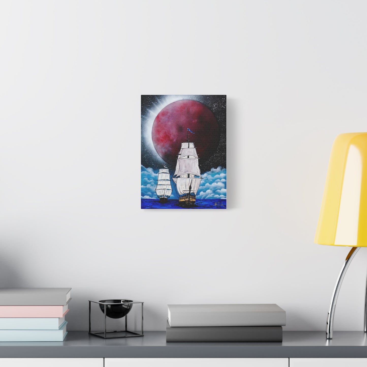 Canvas Print - Ships Sailing Blood Red Moon XIII