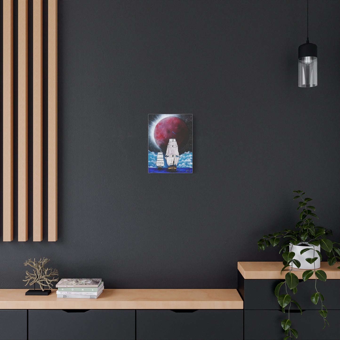 Canvas Print - Ships Sailing Blood Red Moon XIII