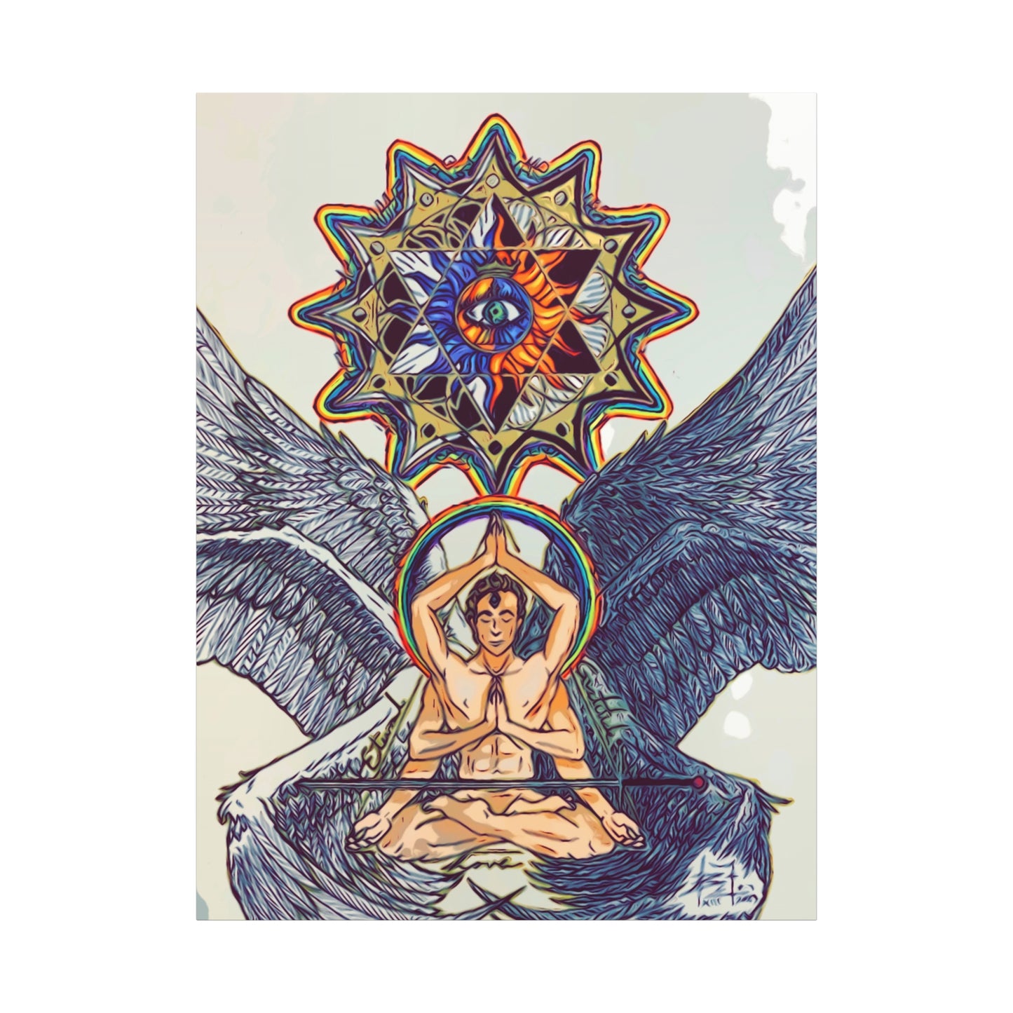 Canvas Wall Art - Meditating Angel Ark Gates Of Aquarius XIII