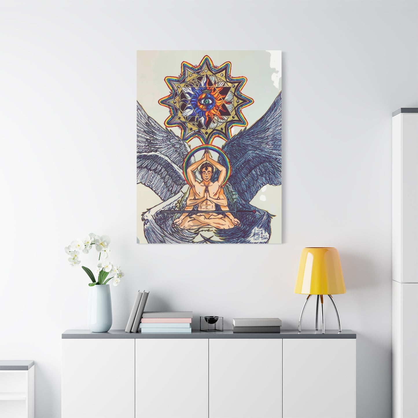 Canvas Wall Art - Meditating Angel Ark Gates Of Aquarius XIII