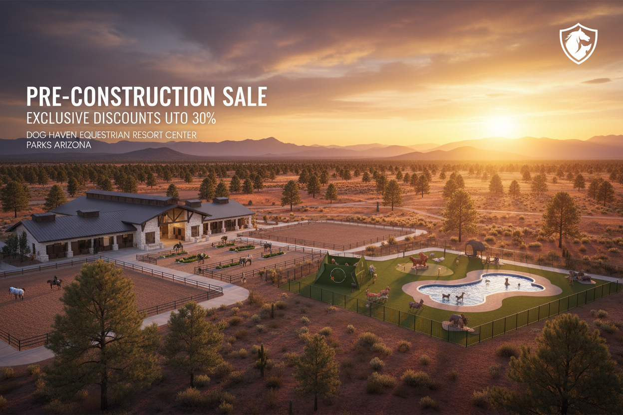 Pre-construction sale Discount, 7 Nights  for you and your horse annually, for 13 years, Dog Haven Equestrian Center.  Parks Arizona
