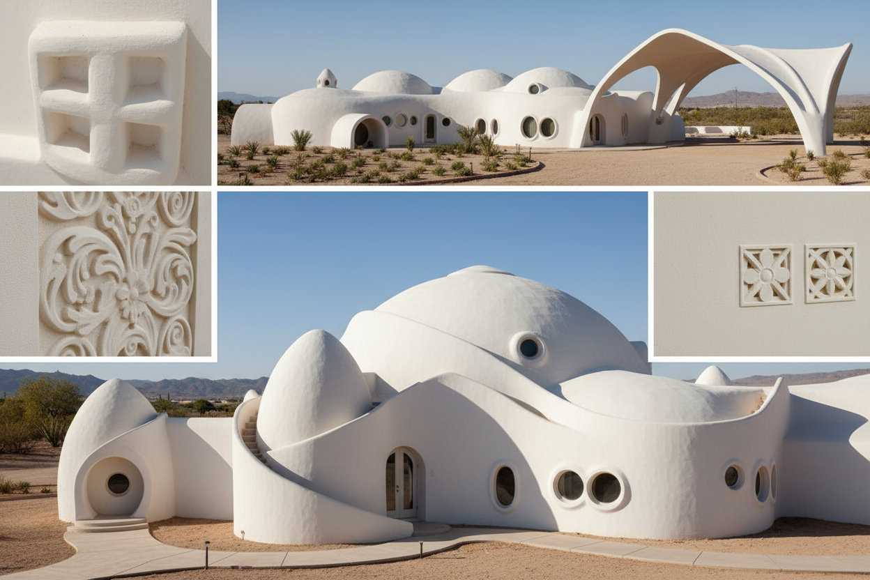 The Elegance of Aircrete please show beautiful examples of how aircrete can be shaped and molded 